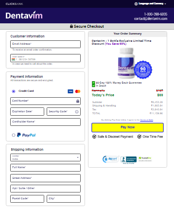 Dentavim Secured order page